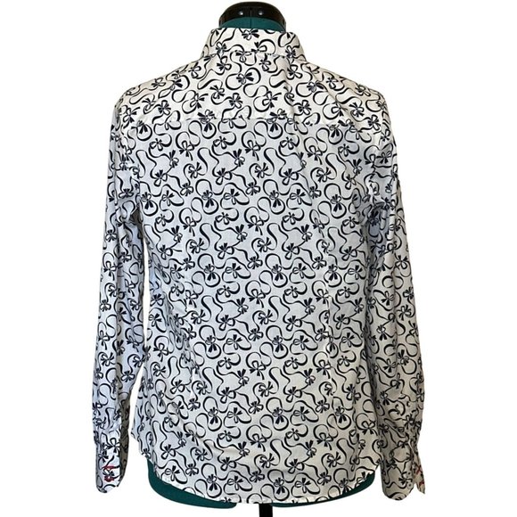 Talbots Wrinkle-Resistant Blouse Ribbon Pattern Cotton Blend Women's Size 8 - Picture 3 of 15